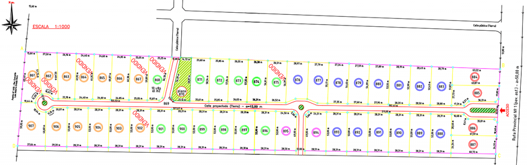 Plano Lotes en Cortaderas San Luis de 1500 m2